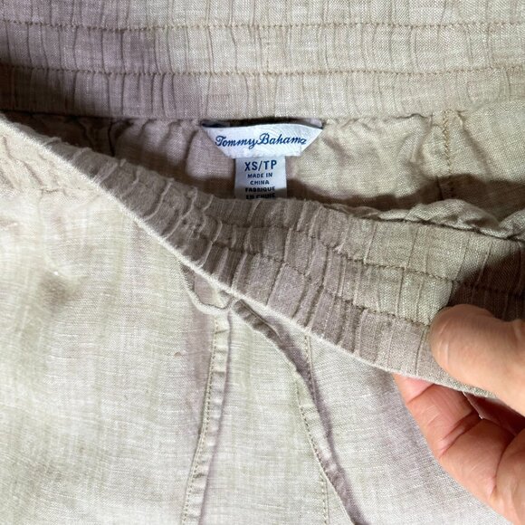 Tommy Bahama Size XS Beige Pull-On Linen Pants Elastic Waist - Picture 5 of 8